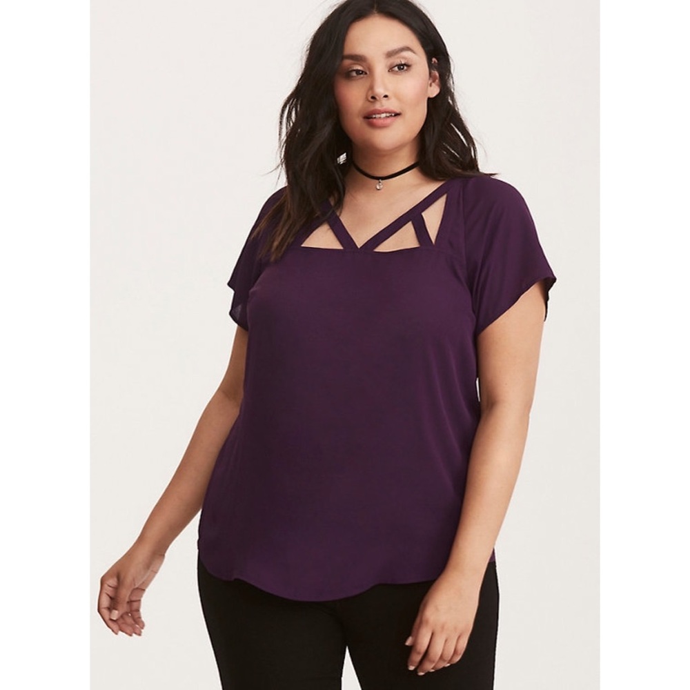 Torrid 3x Purple Georgette Cage Blouse